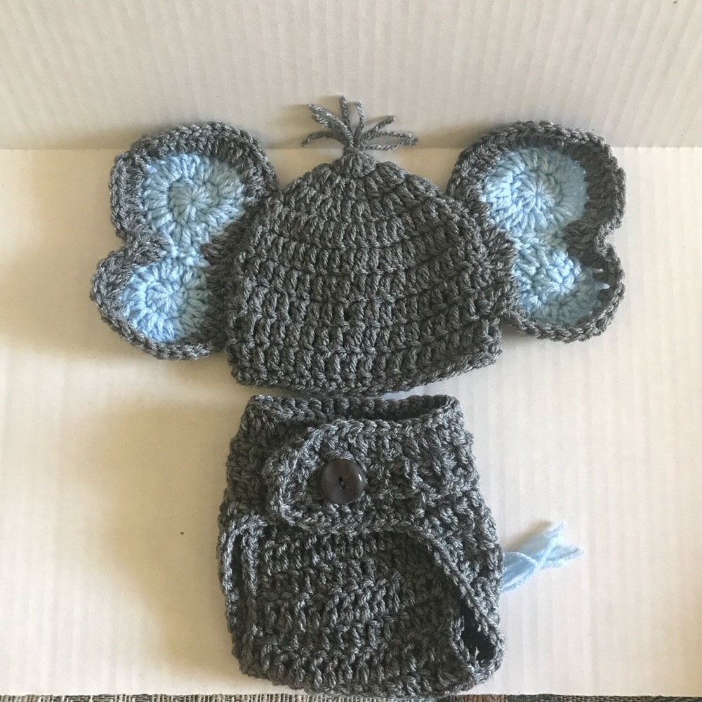 Crochet Baby Elephant‎ Photo Prop